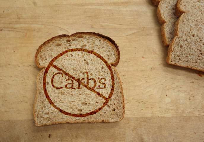 Slice of bread with Carbs ban, dietary concept