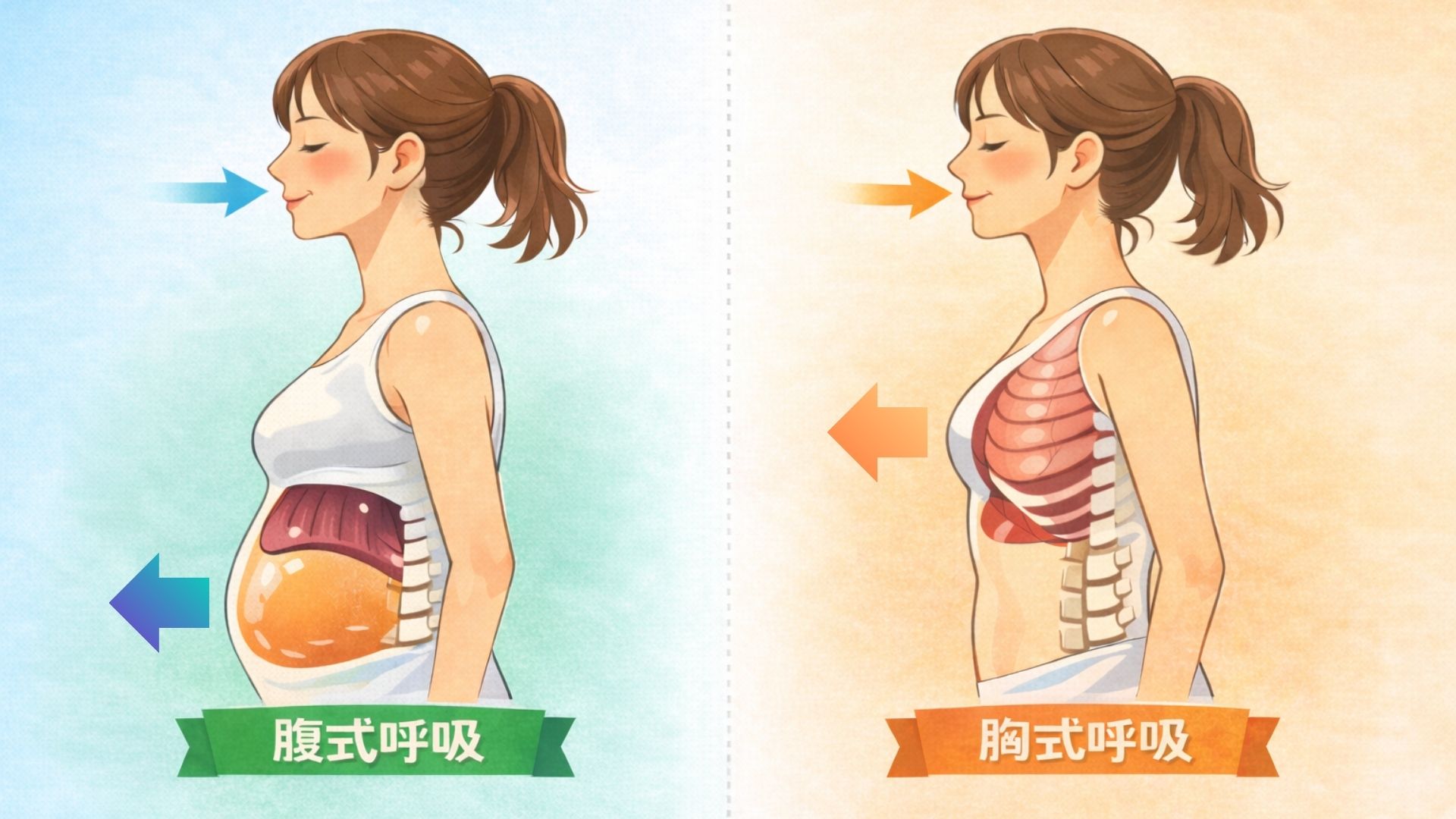 腹式呼吸＿胸式呼吸